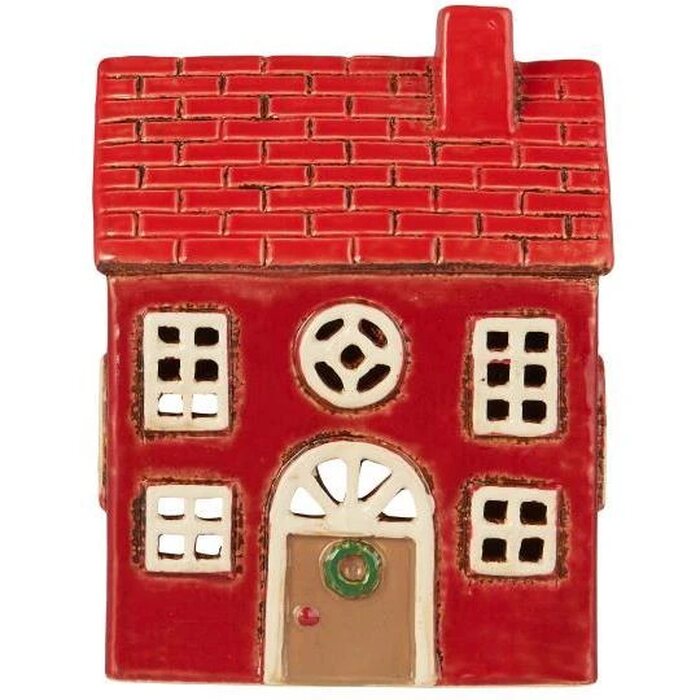 Ib Laursen House f/tealight tile roof and wreath on door, 7 x 17 x 13 cm