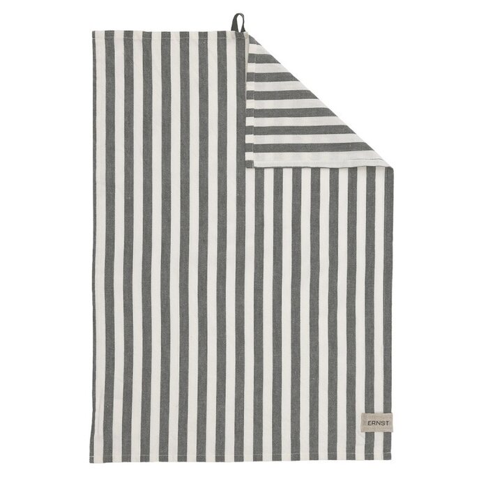 Ernst Striped kitchen towel, wide stripes 47 x 70 cm, green/white