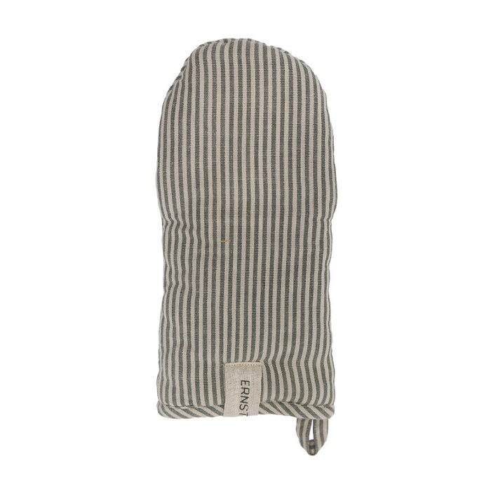 Ernst Oven glove striped 16 x 30 cm, green/beige