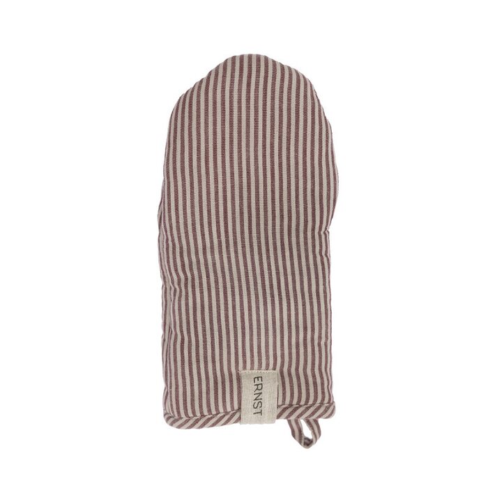 Ernst Oven glove striped 16 x 30 cm, red/beige