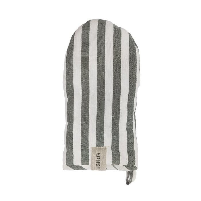 Ernst Oven glove wide stripes 16 x 30 cm, green/white