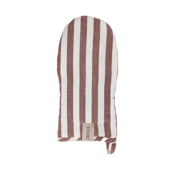 Ernst Oven glove wide stripes 16 x 30 cm, red/white