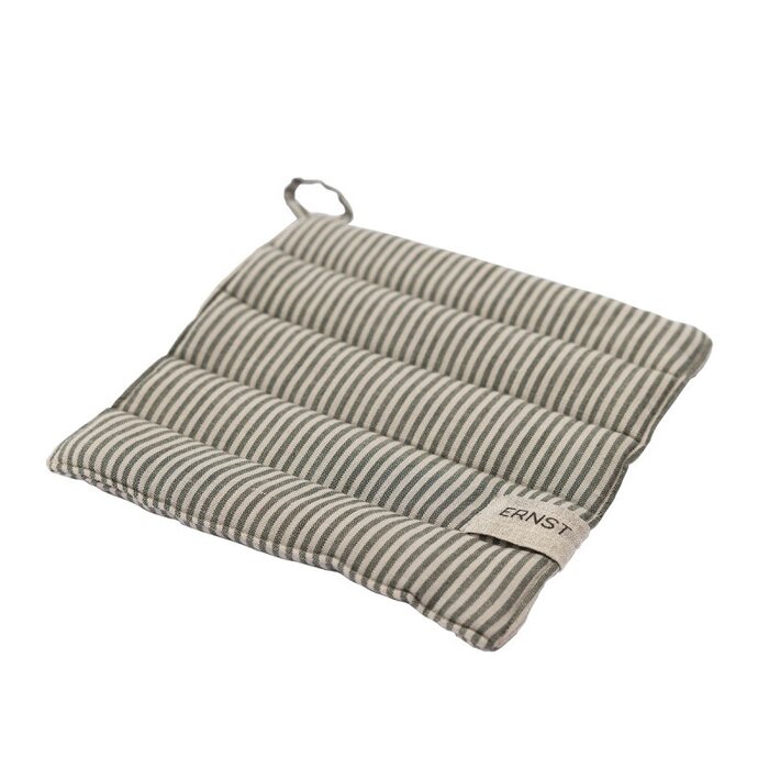 Ernst pot holder striped 23 x 25 cm, green/beige