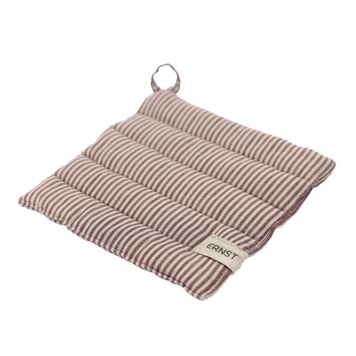 Ernst pot holder striped 23 x 25 cm, red/beige