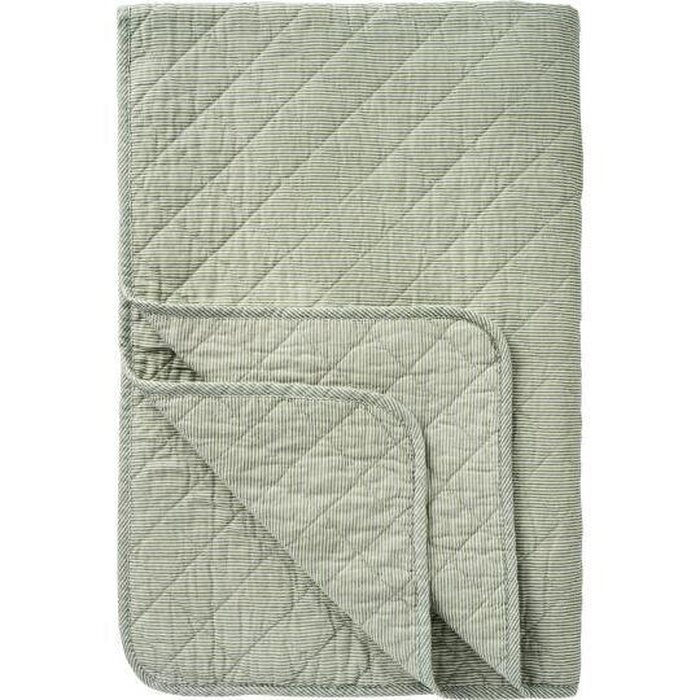 Ib Laursen Quilted blanket 130 x 180 cm, white/dusty green stripes