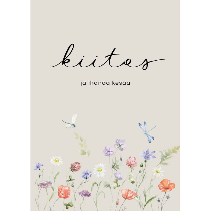 Kiitos ja ihanaa kesää kortti, kukat