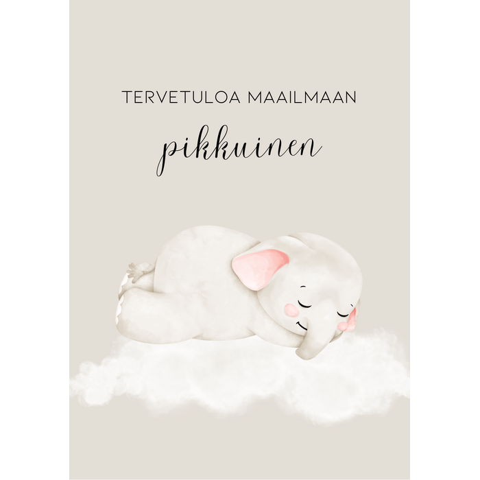 Tervetuloa maailmaan pikkuinen kortti, norsu