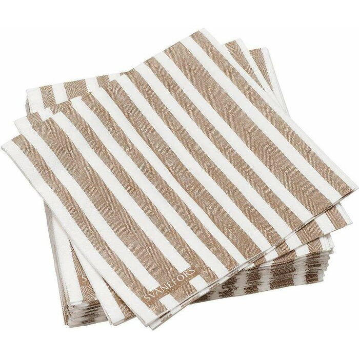 Svanefors Alba servetit 33 x 33 cm 25 kpl/pkt, kaneli/valkoinen